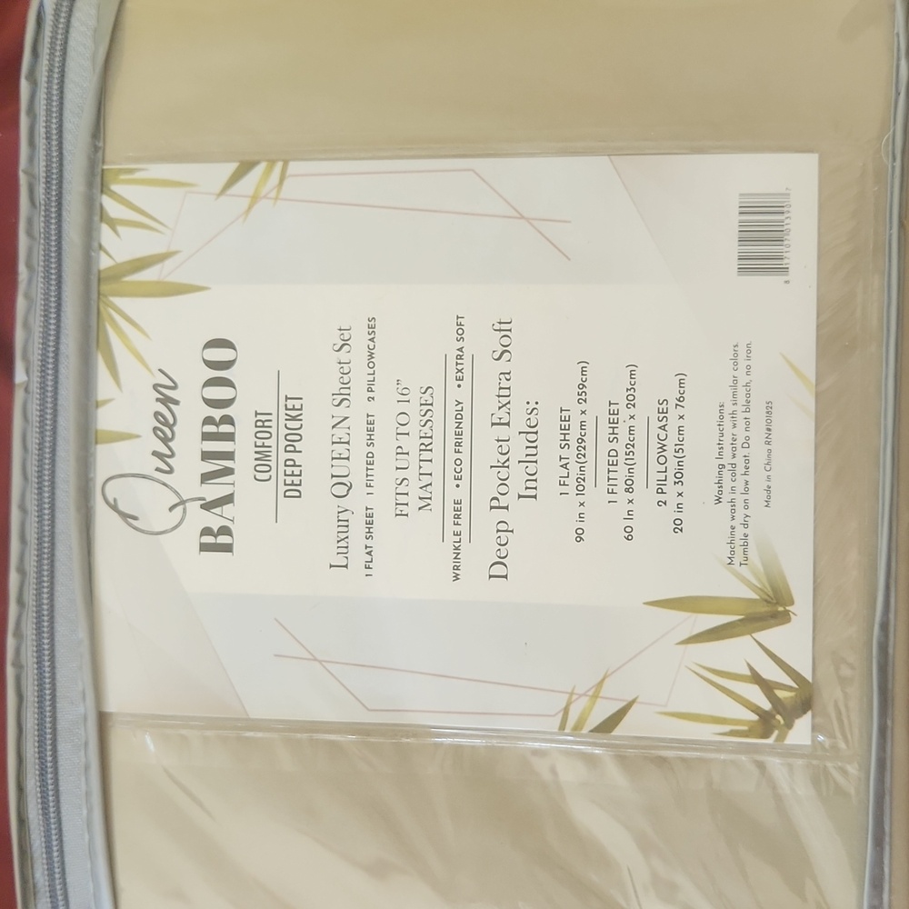Comfort Deep Pocket Sheet Set - Cream/ Light Green